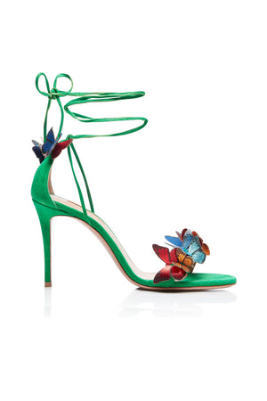 Butterfly Embellished Lace Up Mid Heel Sandals - 7 main image 1