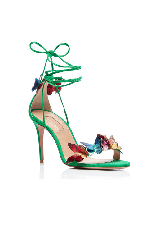 Butterfly Embellished Lace Up Mid Heel Sandals - 7 main image 0
