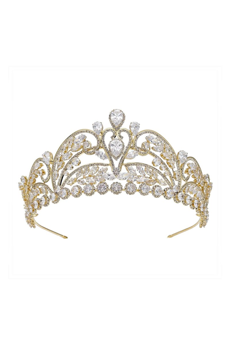Gold Cubic Zirconia Bridal Tiara