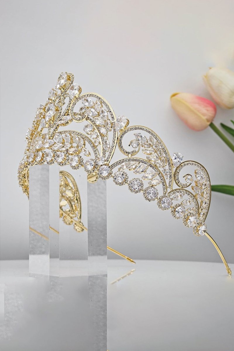 Gold Cubic Zirconia Bridal Tiara