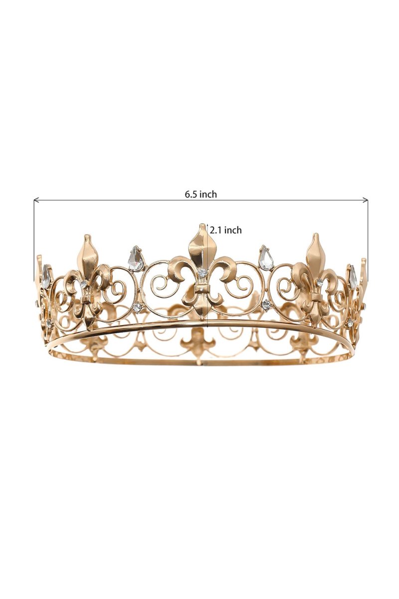 Gold Full Round King Crown - KissProm