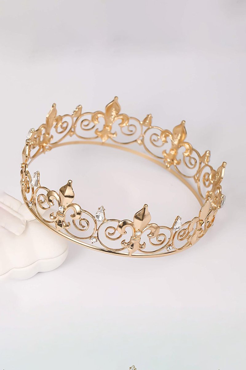 Gold Full Round King Crown - KissProm