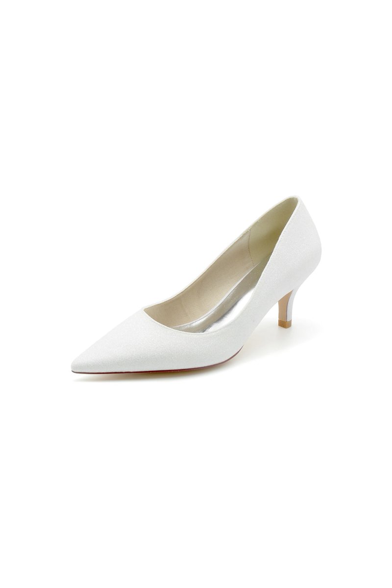 Gold Glitter Crystal Pointed Toe Wedding Shoes - KissProm