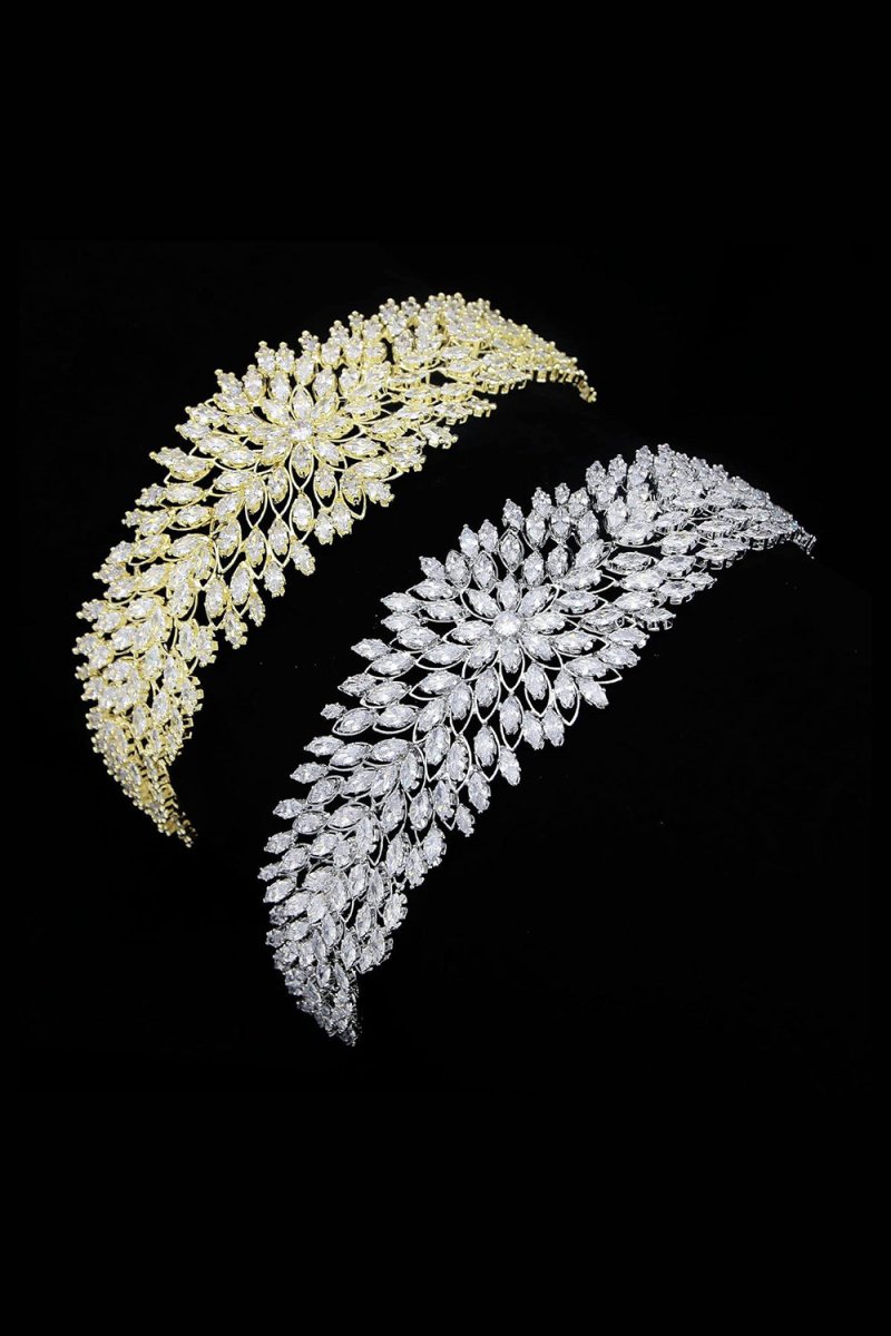 Gold Hair Pieces Crystal Crowns - KissProm