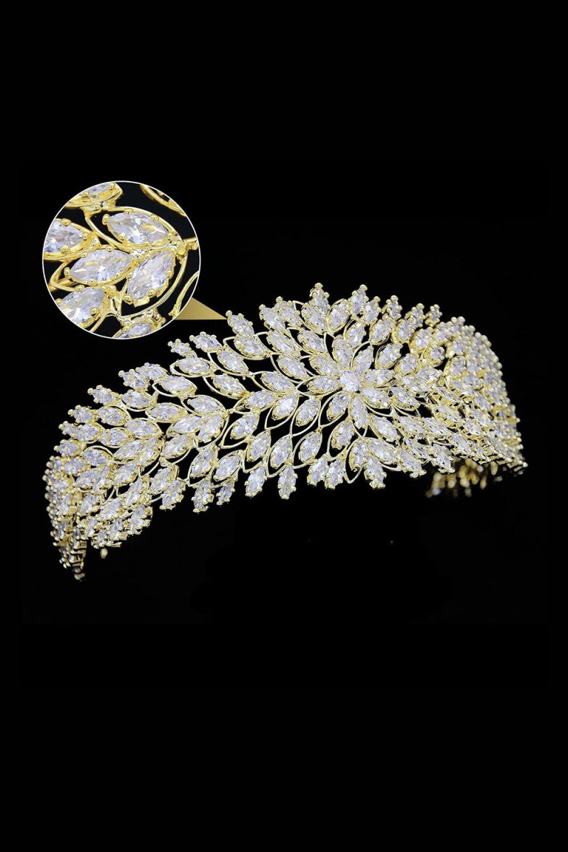 Gold Hair Pieces Crystal Crowns - KissProm