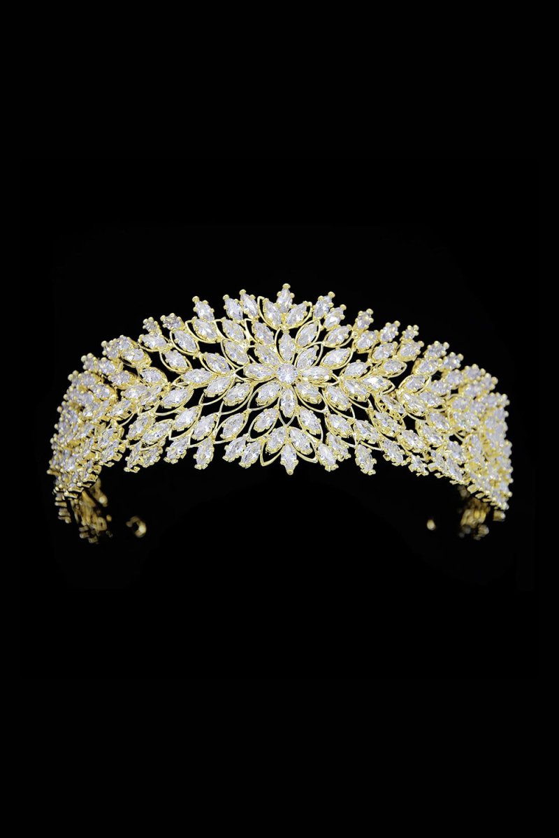 Gold Hair Pieces Crystal Crowns - KissProm