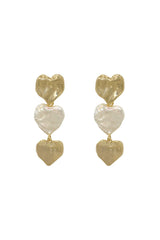 Gold Heart Shape Pearl Earrings - KissProm
