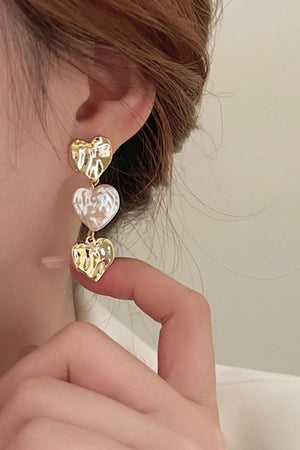 Gold Heart Shape Pearl Earrings - KissProm