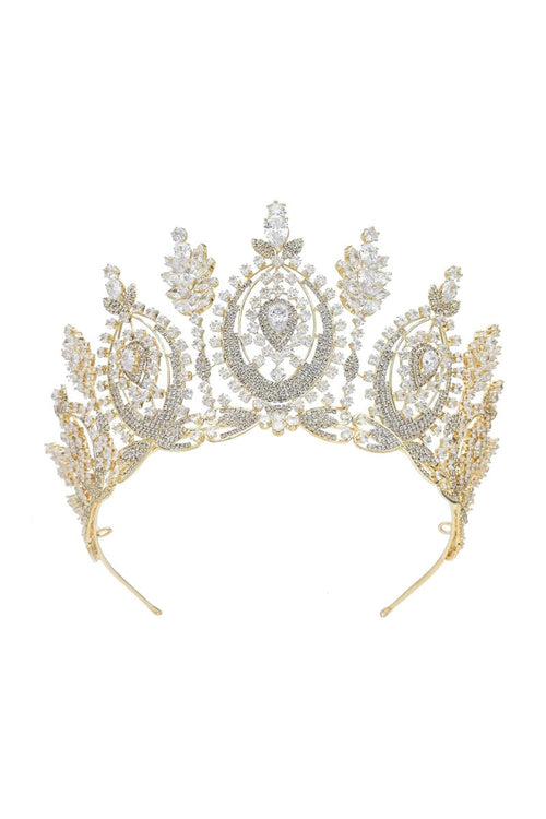 Gold Large Cubic Zirconia Crowns - KissProm