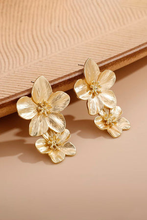 Gold Large Double Flower Earrings