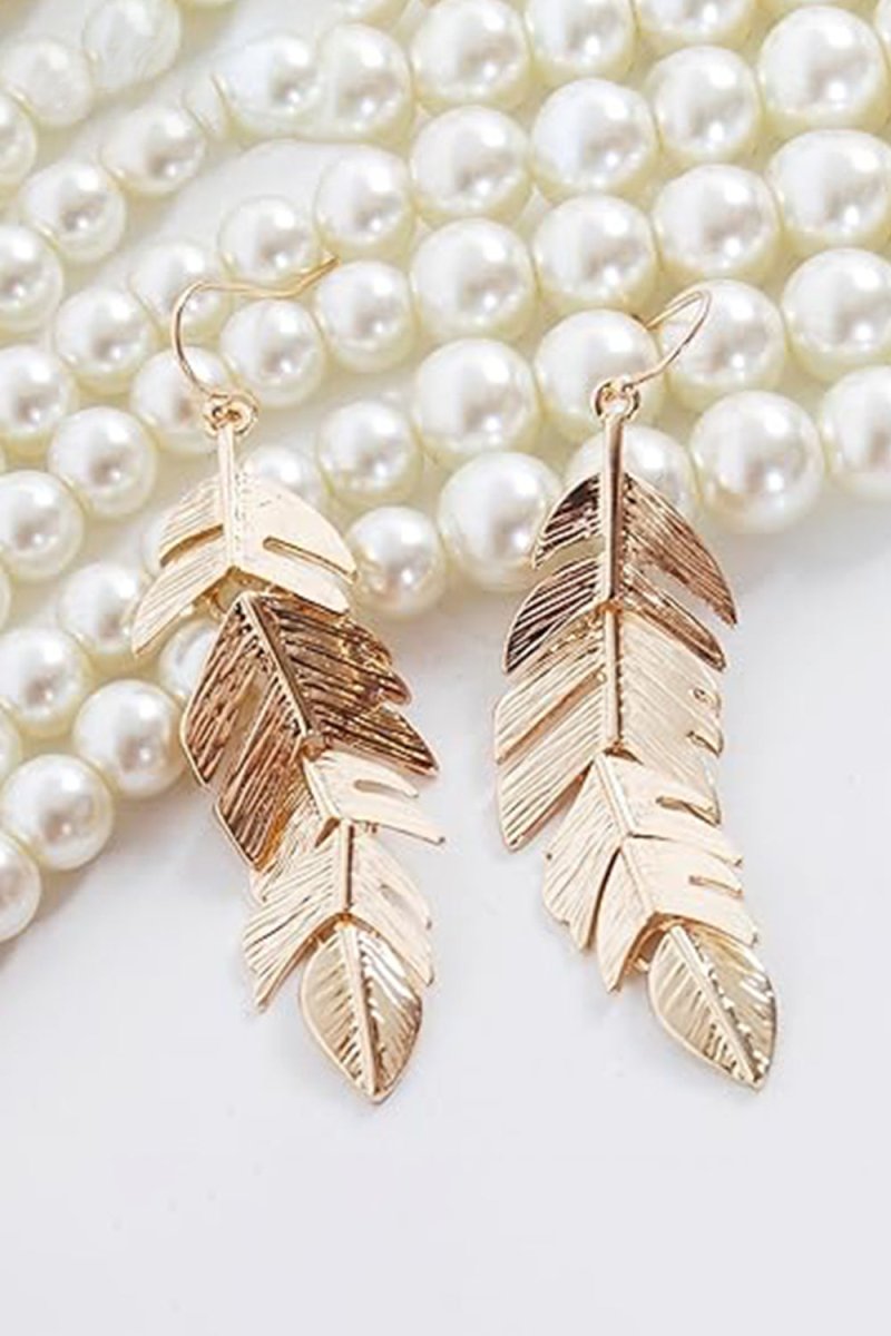 Gold Leaf Feather Earrings