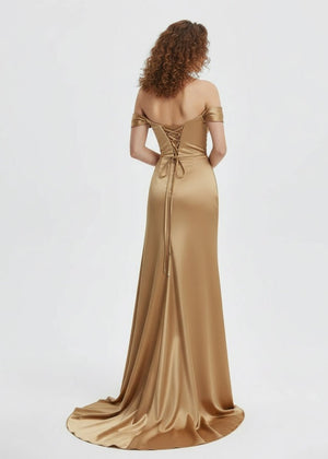 Mermaid Satin Long Prom Dress with Slit - KISSPROM PROM DRESSES