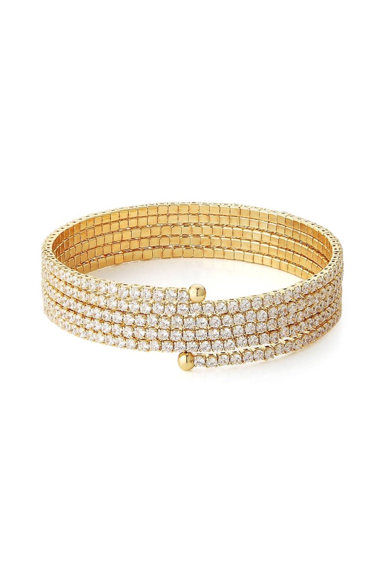 Gold Wrap Cuff MultiLayer Rhinestone Bracelets - KissProm