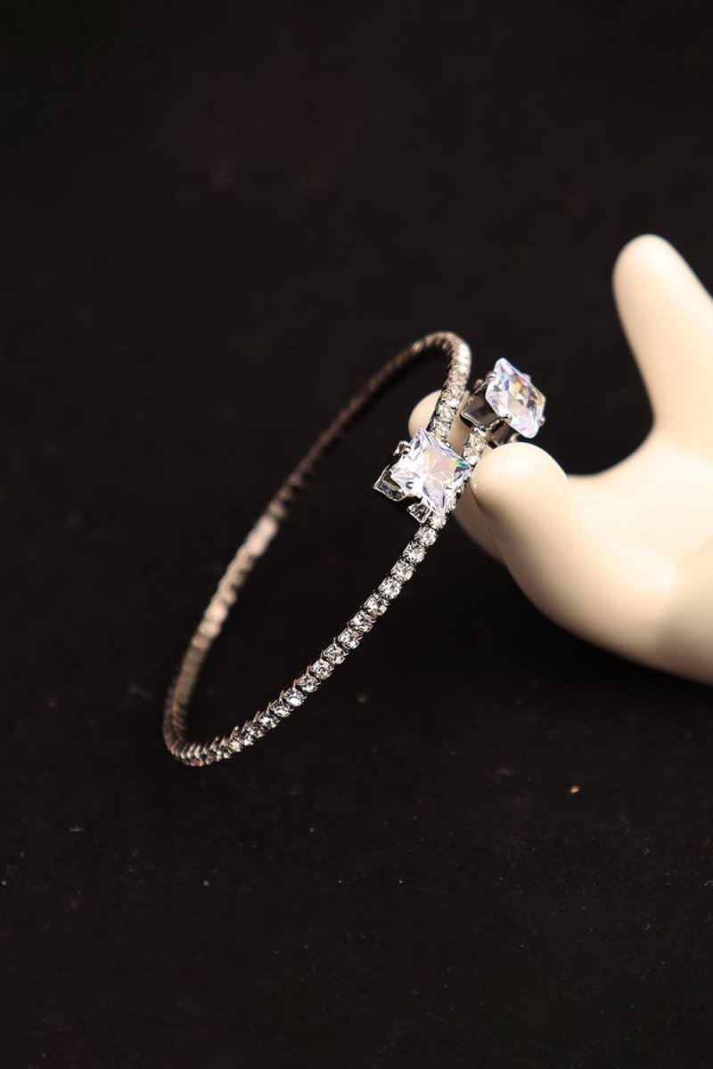 Gold Rhinestone Open Cuff Tennis Bracelets - KissProm