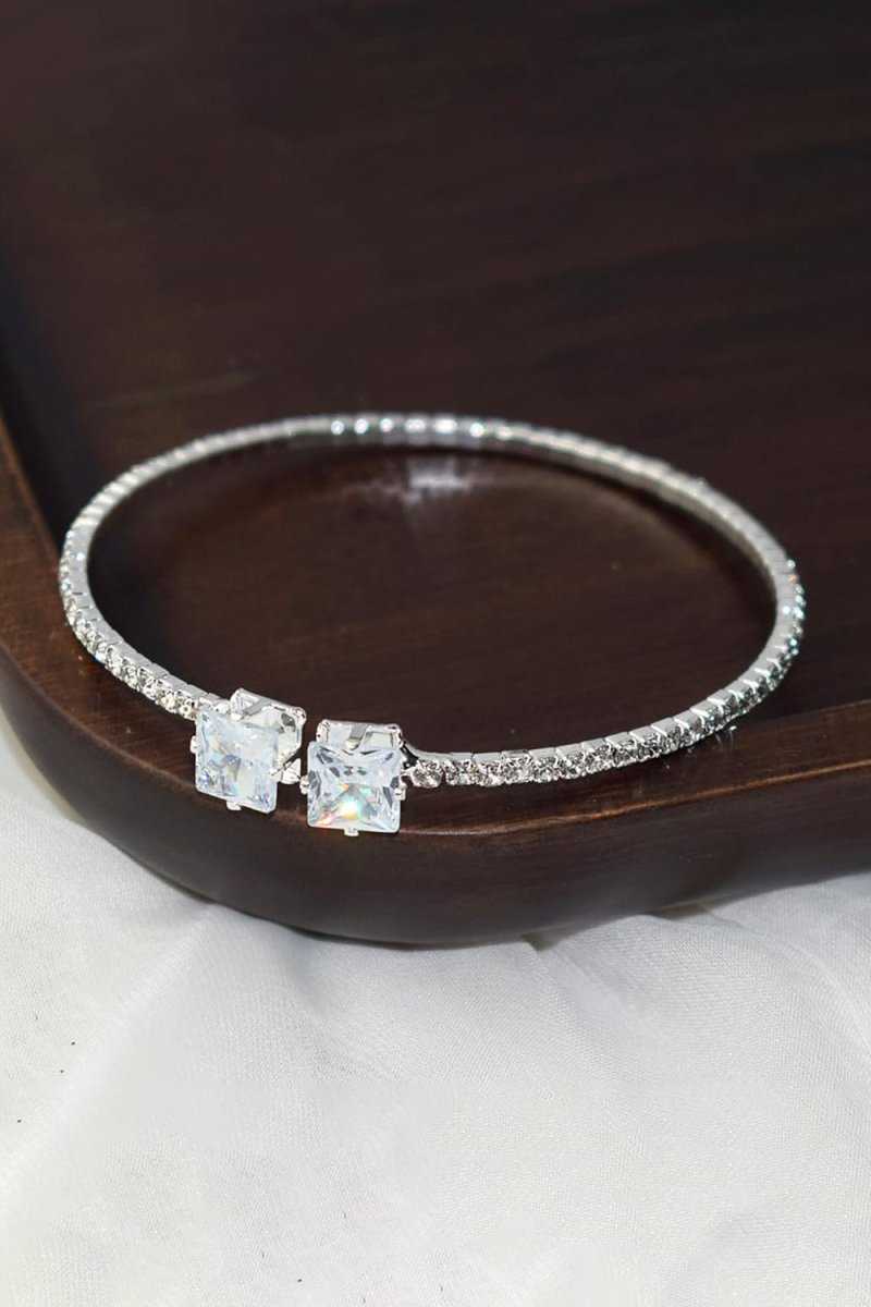 Gold Rhinestone Open Cuff Tennis Bracelets - KissProm