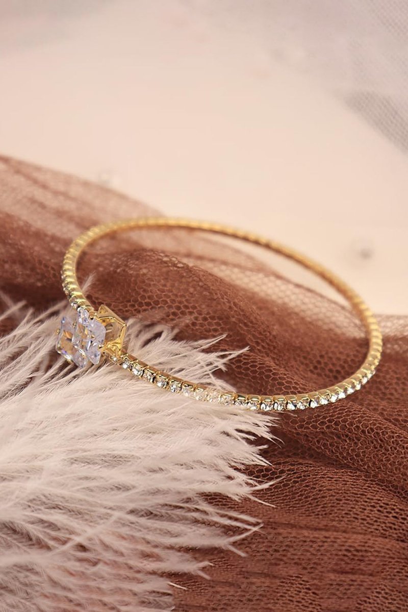 Gold Rhinestone Open Cuff Tennis Bracelets - KissProm