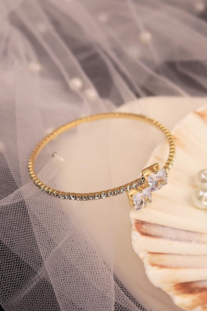 Gold Rhinestone Open Cuff Tennis Bracelets - KissProm