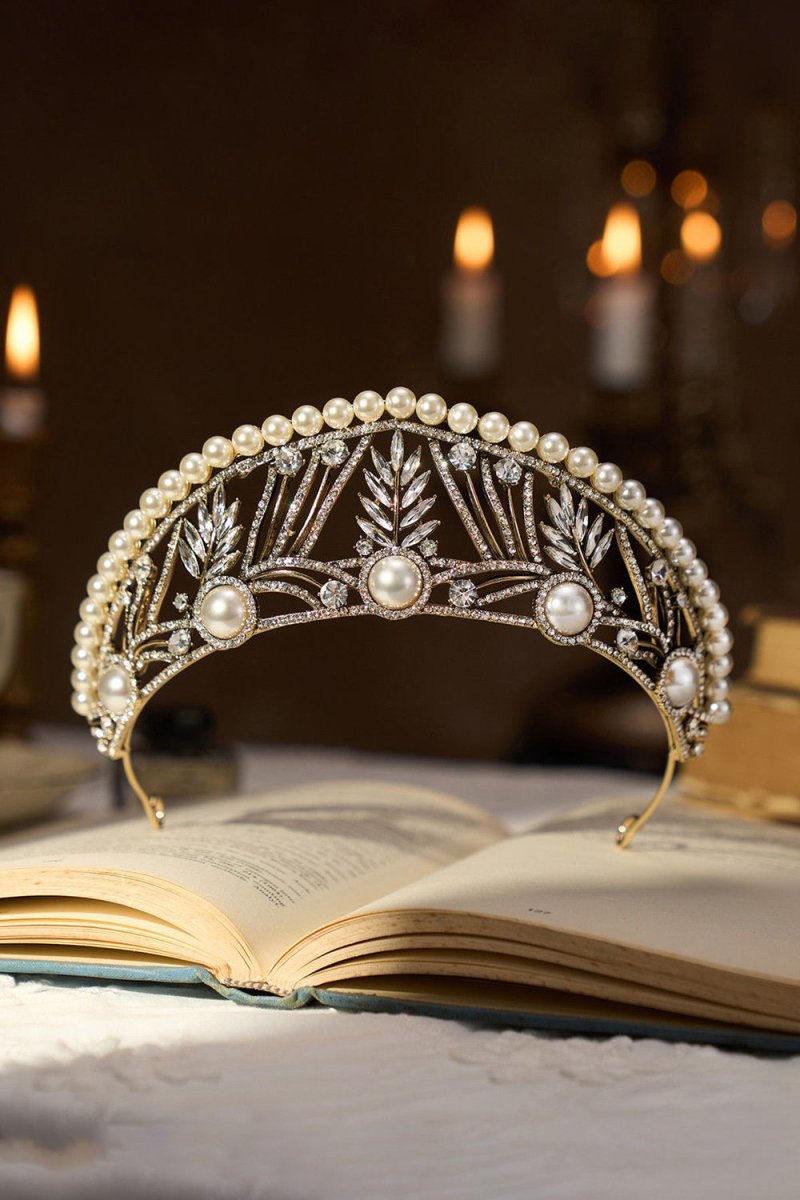 Gold Pearl Wedding Tiara - KissProm