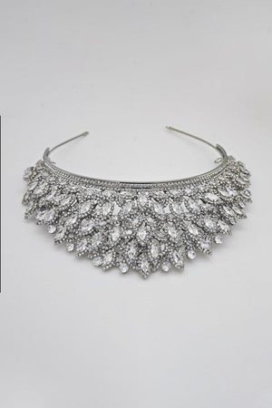 Silver Rheinstone Large Pageant Tiara - KissProm