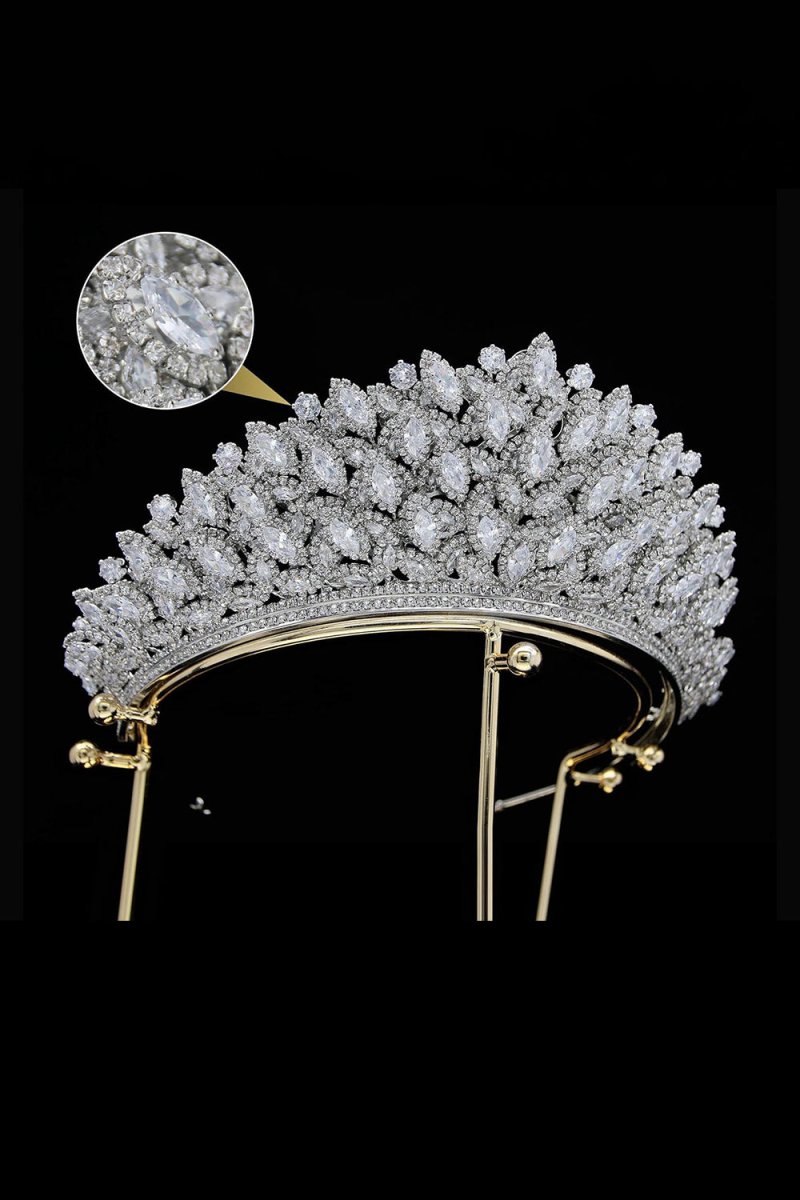 Silver Rheinstone Large Pageant Tiara - KissProm