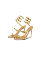 Gold Snake Wrap Open Toe High Heels Sandal - KissProm