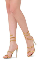 Gold Snake Wrap Open Toe High Heels Sandal - KissProm