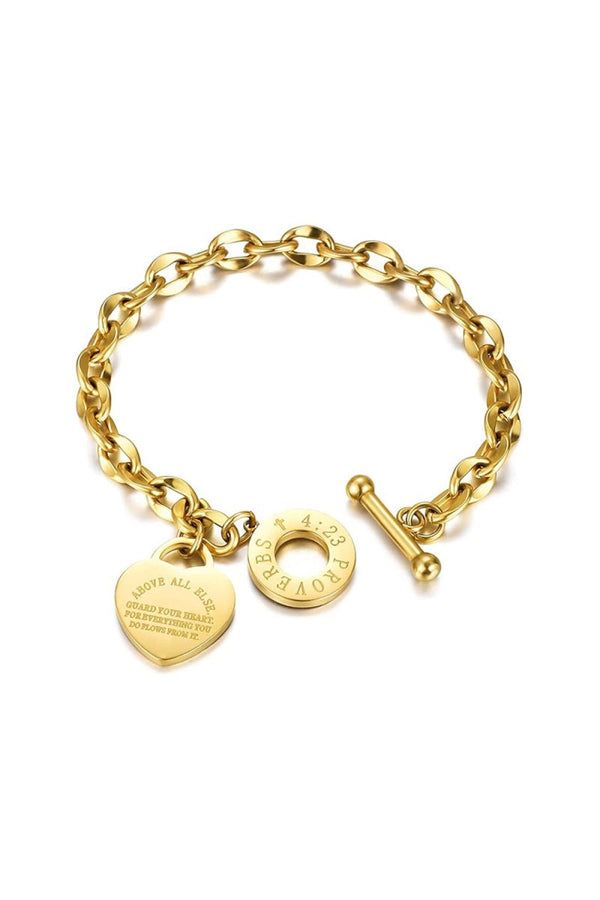 Gold Stainless Love Pendant Bracelets - KissProm