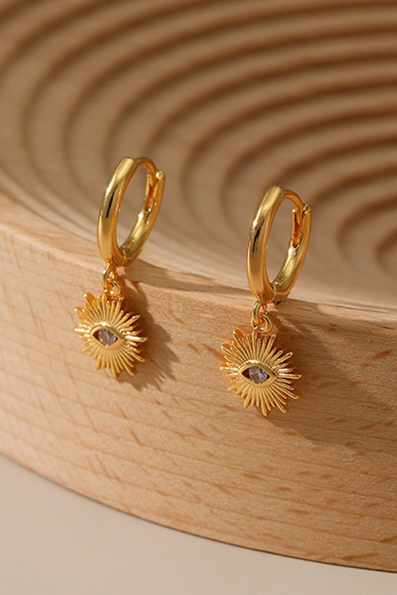 Gold Sun Eyes Hoop Earrings - KissProm