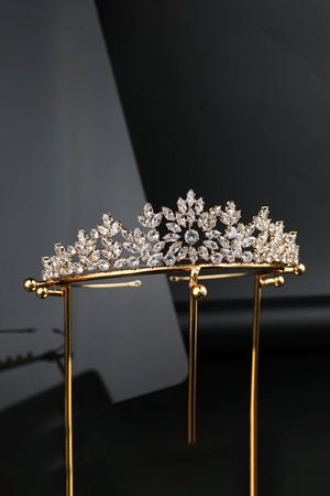 Gold Zirconia Queen Crown - KissProm