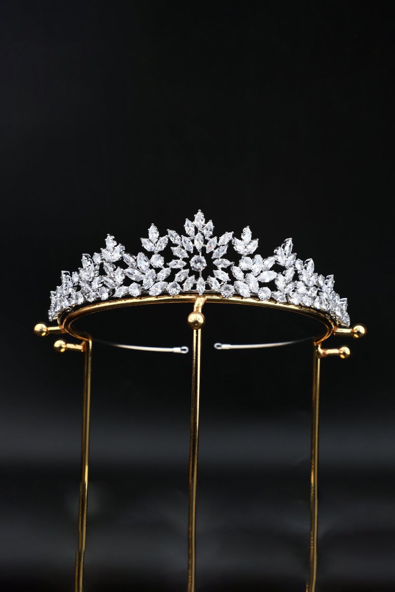 Gold Zirconia Queen Crown - KissProm