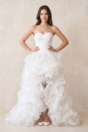 Gorgeous Beach White Short Organza Sweetheart Asymmetrical Wedding Dresses