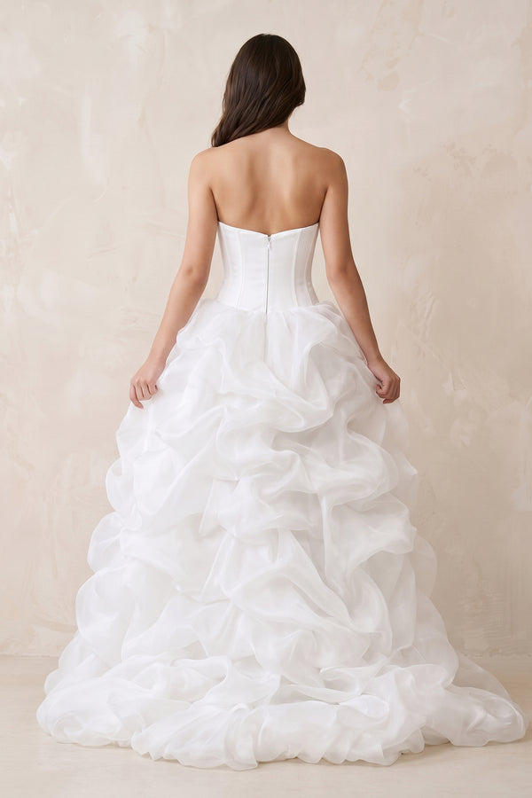 Gorgeous Beach White Short Organza Sweetheart Asymmetrical Wedding Dresses