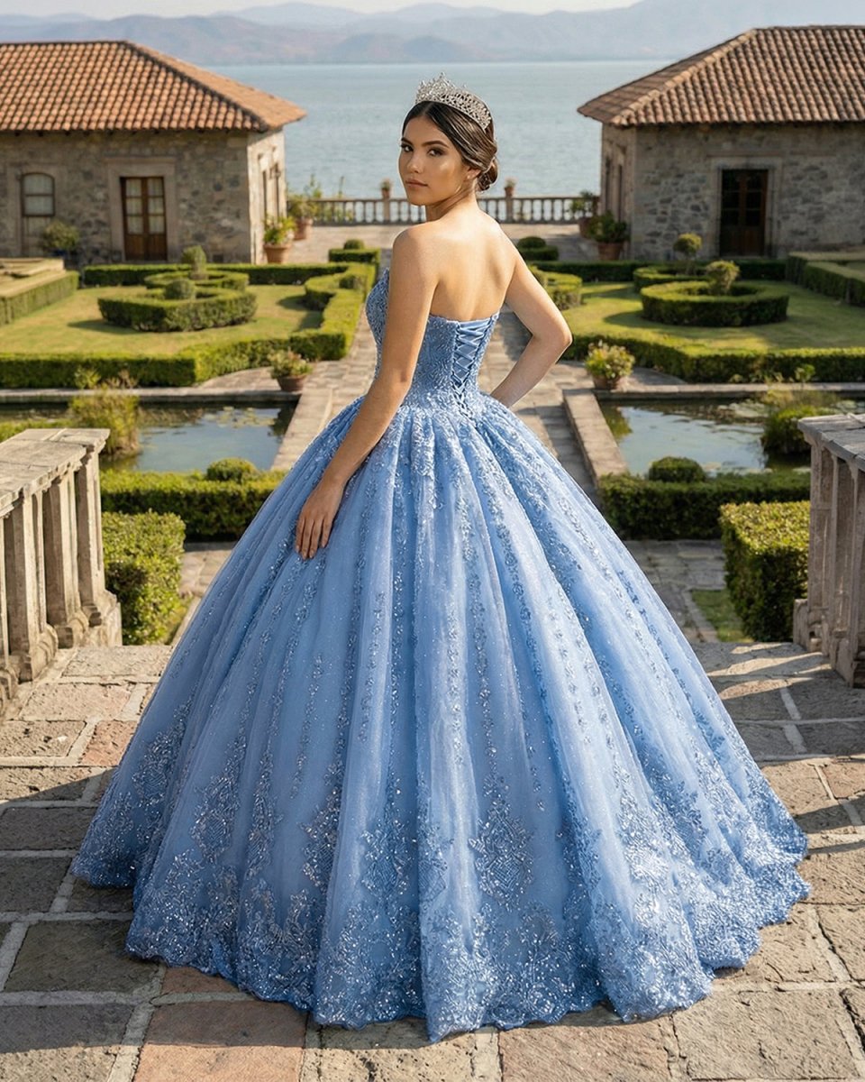 Gorgeous Blue Sleeveless Strapless Ball Gown Quinceanera Dresses Blue / 4 Gorgeous Blue Sleeveless Strapless Ball Gown Quinceanera Dresses Blue / 4