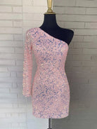 Gorgeous Glitter One Shoulder Black Sequins Party Dress