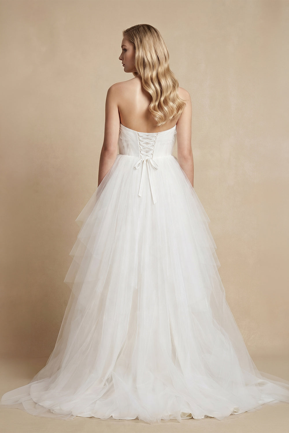 Strapless Sweetheart Backless A Line Strapless Tulle Long Wedding Dresses – Wedding Dresses by KissProm | Available at KissProm