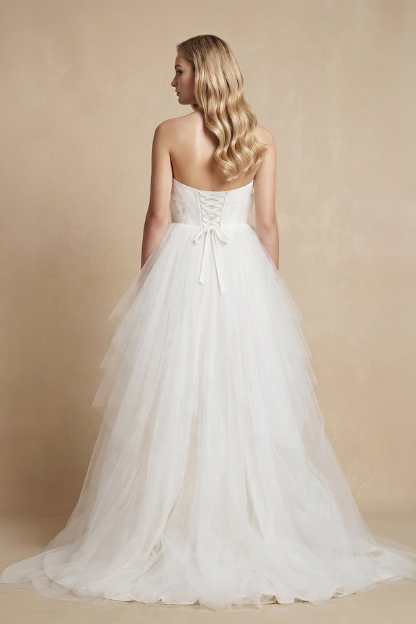 Strapless Sweetheart Backless A Line Strapless Tulle Long Wedding Dresses – Wedding Dresses by KissProm | Available at KissProm