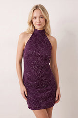 Grape Halter Sheath Sequins Mini Party Dress | KISSPROM