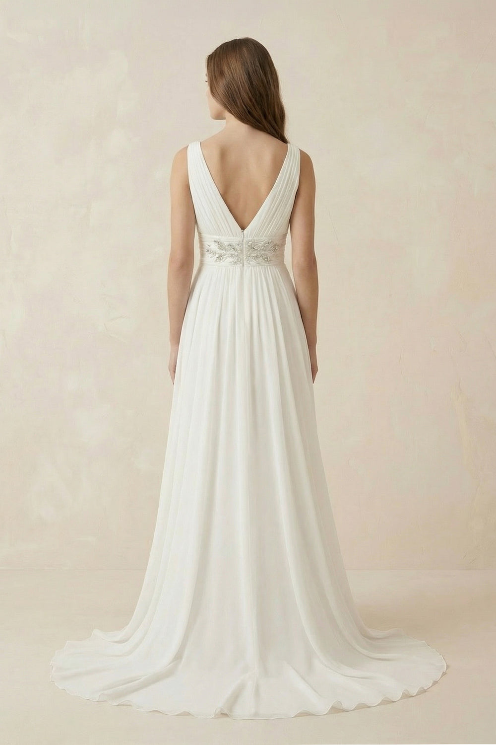 Greek Empire Strapped V-Neck Empire Chiffon Weddig Dress– Wedding Dresses by KissProm | Available at KissProm