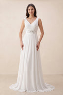 Greek Empire Strapped V-Neck Empire Chiffon Weddig Dress– Wedding Dresses by KissProm | Available at KissProm