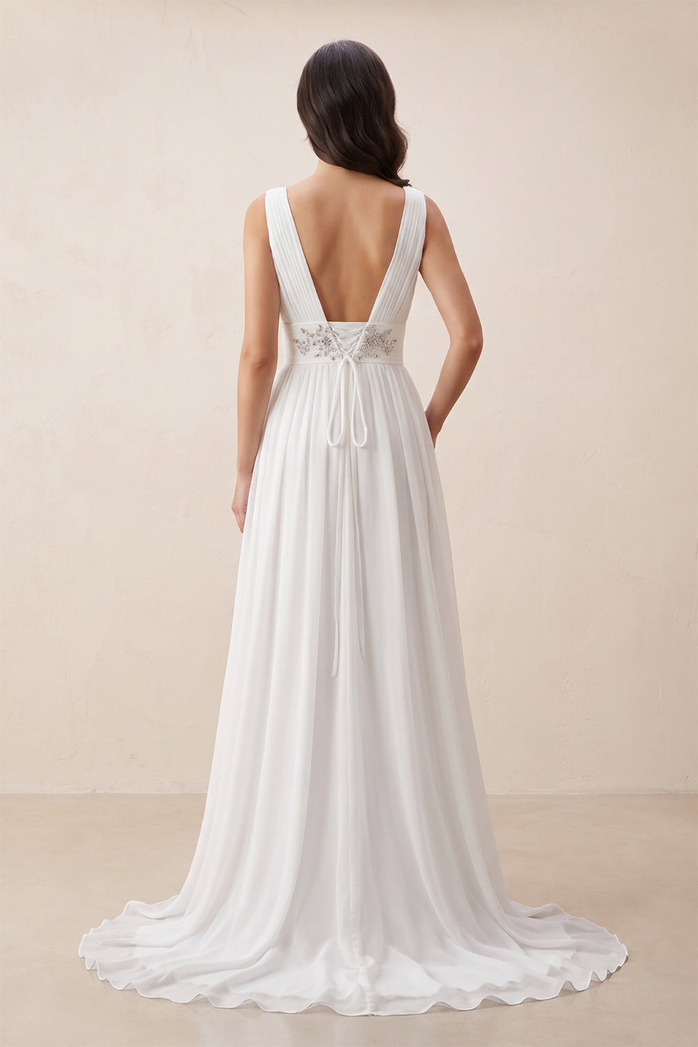 Greek Empire Strapped V-Neck Empire Chiffon Weddig Dress– Wedding Dresses by KissProm | Available at KissProm
