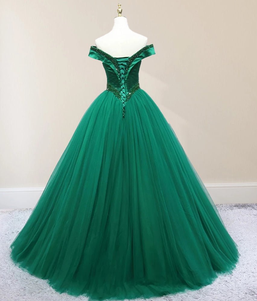 Green Beading Off the Shoulder Floor Length Quinceanera Dresses
