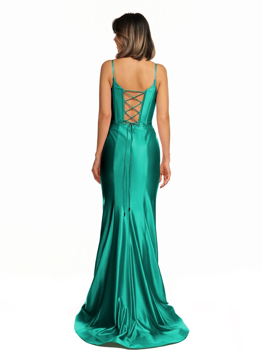 Nancy | Hot Pink Satin Simple Mermaid Prom Dress