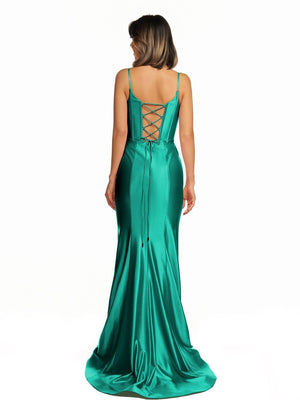 Nancy | Hot Pink Satin Simple Mermaid Prom Dress