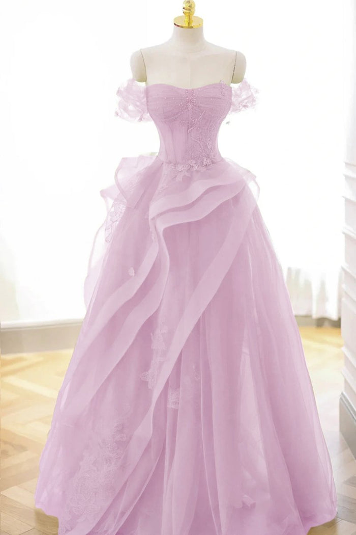 Elegant A-Line Green Tulle Lace Long Prom Dress for Formal Events