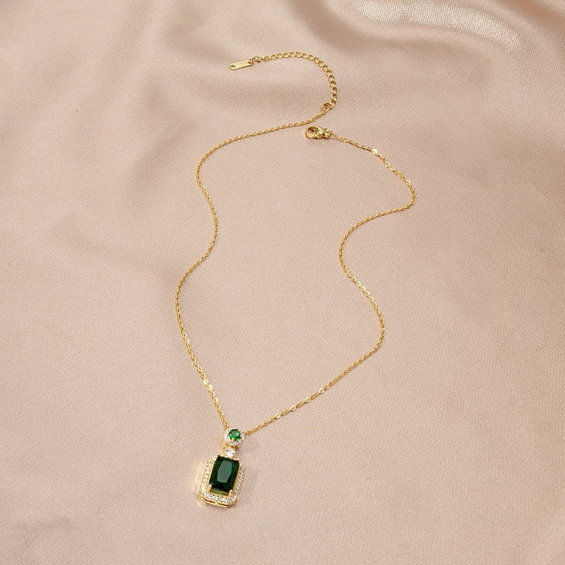 Green Zircon Pendant Necklace - KissProm