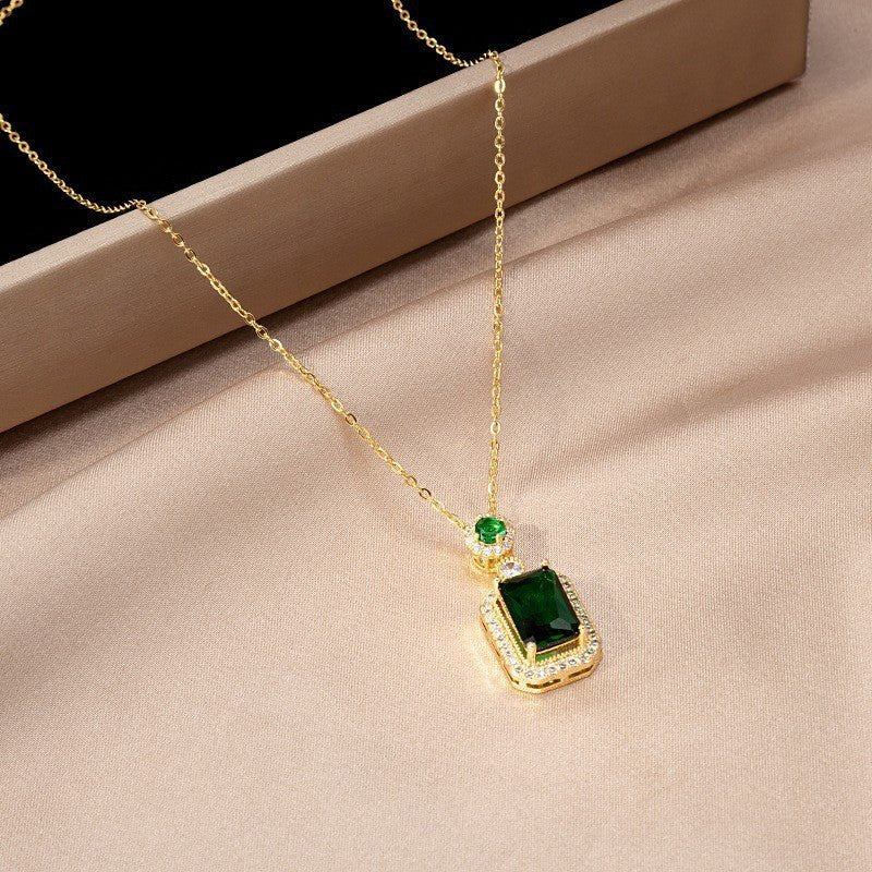 Green Zircon Pendant Necklace - KissProm