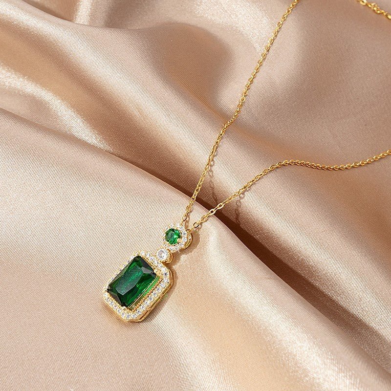 Green Zircon Pendant Necklace - KissProm