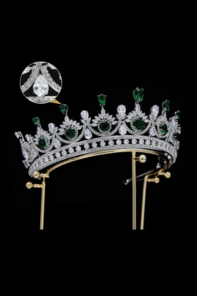 Green Zircon Wedding Crown - KissProm