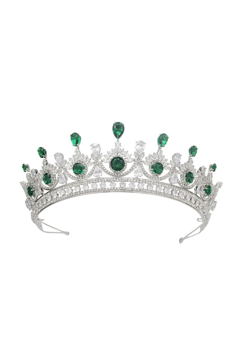 Green Zircon Wedding Crown - KissProm