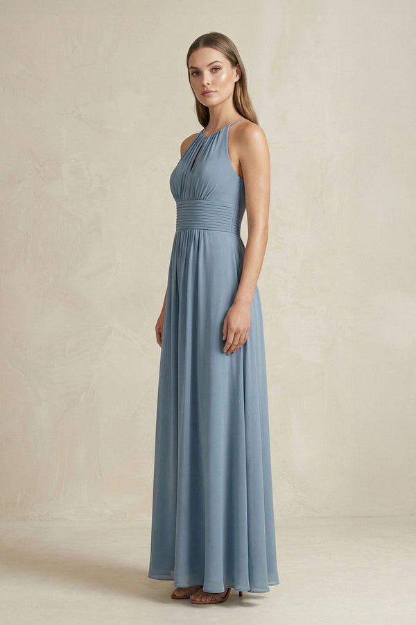 Halter A - Line Chiffon Ankle - Length Bridesmaid Dress - KissProm Bridesmaid Dresses